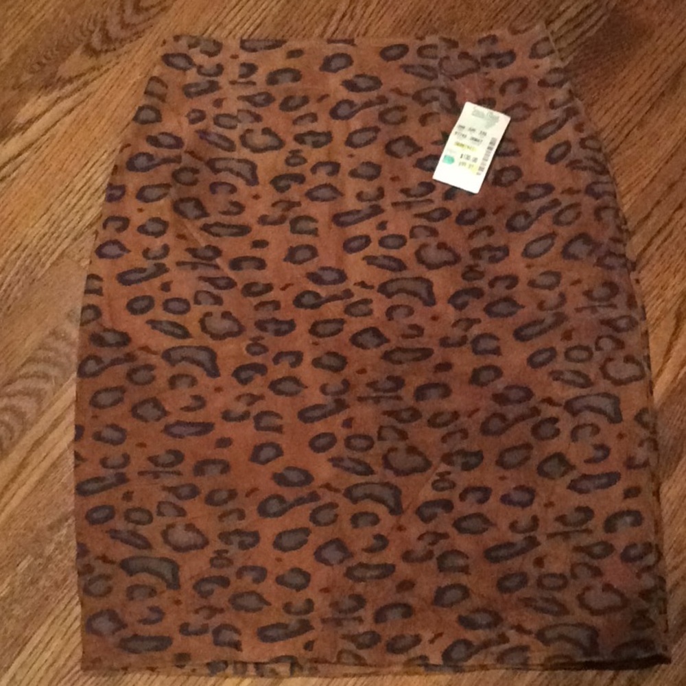 Bagatelle leopard print leather pencil skirt